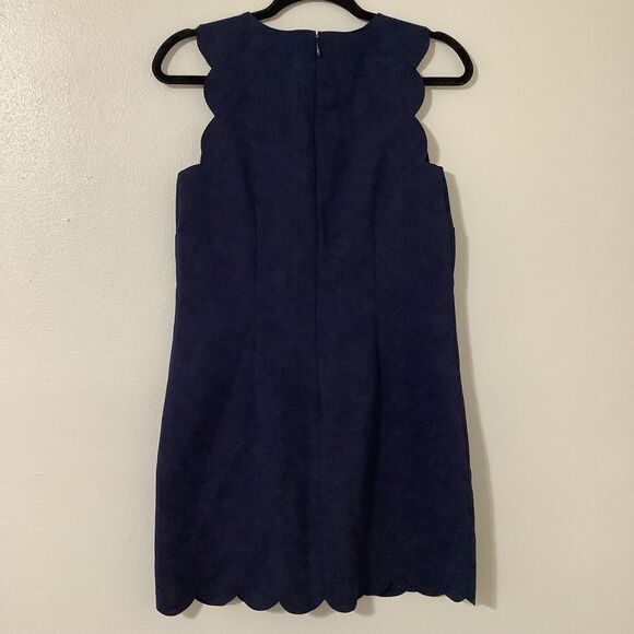 J. Crew Factory Scallop Hem Navy Summer Minimalist Casual Knee Length Dress Sz 4 - Picture 7 of 9